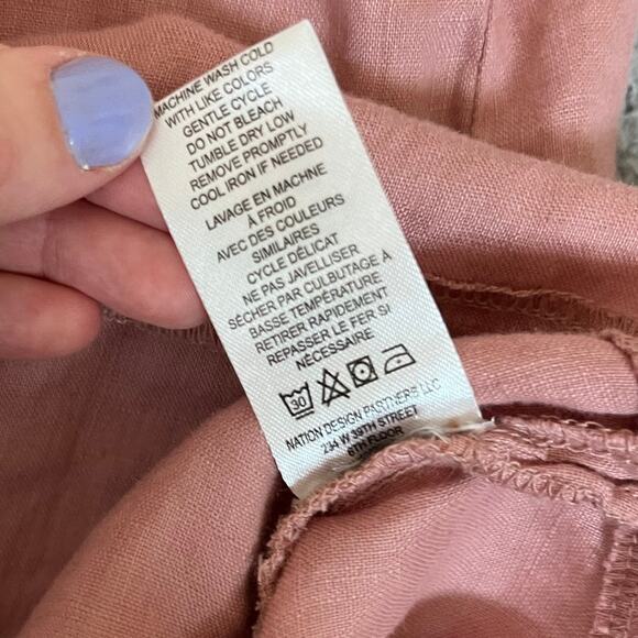 Andrea Jovine Tank Top Small Linen V Neck Pink Sleeveless Beach Boho Minimalist - Picture 7 of 11